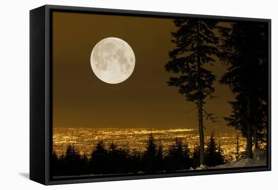 Full Moon Over Vancouver-David Nunuk-Framed Premier Image Canvas