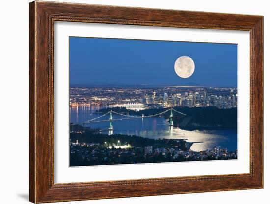 Full Moon Over Vancouver-David Nunuk-Framed Photographic Print