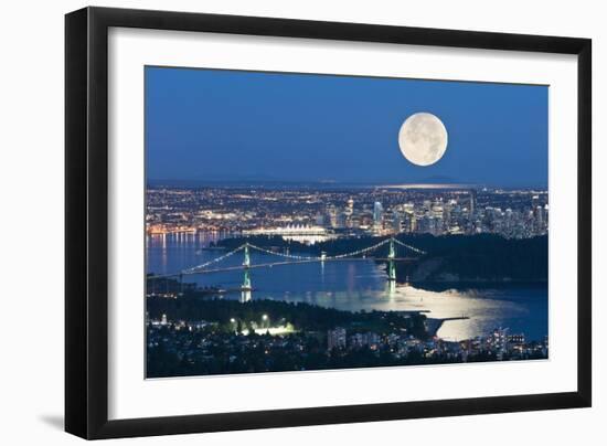 Full Moon Over Vancouver-David Nunuk-Framed Photographic Print