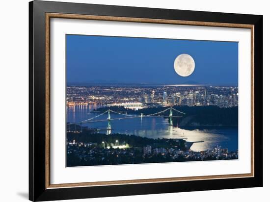 Full Moon Over Vancouver-David Nunuk-Framed Photographic Print