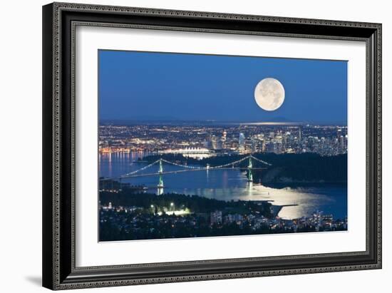 Full Moon Over Vancouver-David Nunuk-Framed Photographic Print