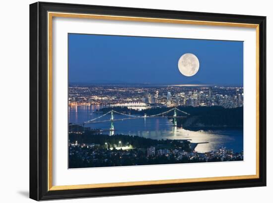 Full Moon Over Vancouver-David Nunuk-Framed Photographic Print