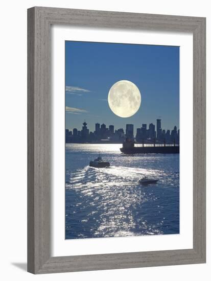 Full Moon Over Vancouver-David Nunuk-Framed Photographic Print