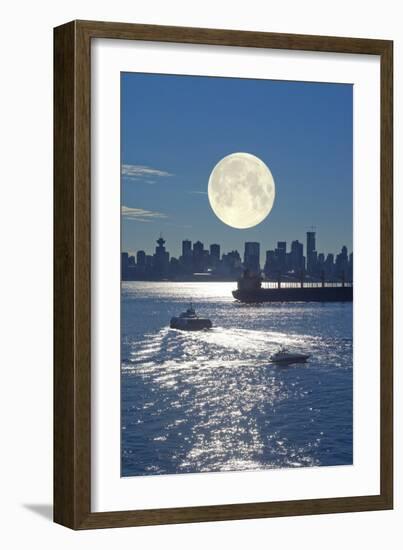 Full Moon Over Vancouver-David Nunuk-Framed Photographic Print