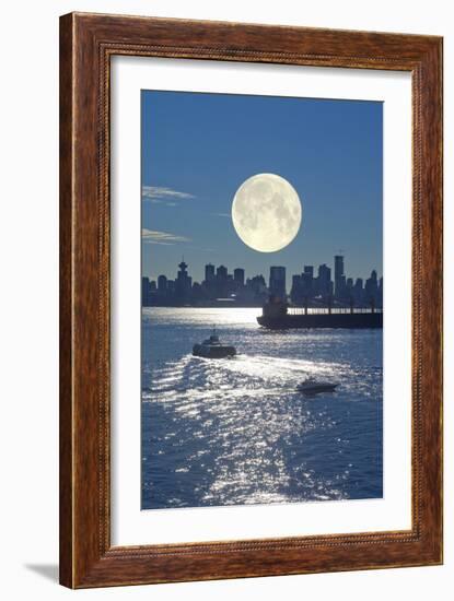 Full Moon Over Vancouver-David Nunuk-Framed Photographic Print