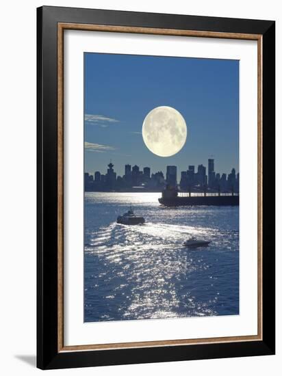 Full Moon Over Vancouver-David Nunuk-Framed Photographic Print