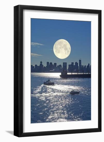 Full Moon Over Vancouver-David Nunuk-Framed Photographic Print