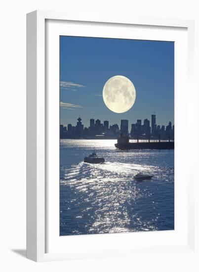 Full Moon Over Vancouver-David Nunuk-Framed Photographic Print