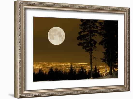 Full Moon Over Vancouver-David Nunuk-Framed Photographic Print