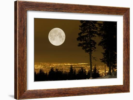 Full Moon Over Vancouver-David Nunuk-Framed Photographic Print