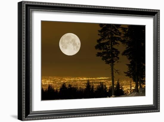 Full Moon Over Vancouver-David Nunuk-Framed Photographic Print