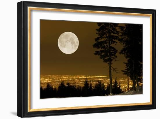 Full Moon Over Vancouver-David Nunuk-Framed Photographic Print