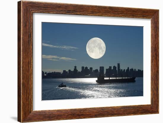 Full Moon Over Vancouver-David Nunuk-Framed Photographic Print
