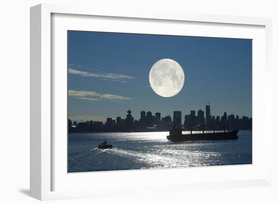 Full Moon Over Vancouver-David Nunuk-Framed Photographic Print