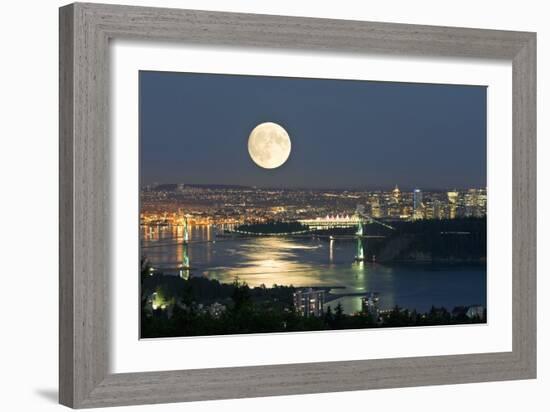 Full Moon Over Vancouver-David Nunuk-Framed Photographic Print