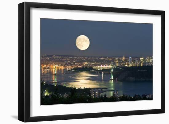 Full Moon Over Vancouver-David Nunuk-Framed Photographic Print