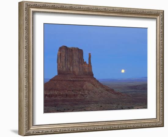 Full Moon Rising Behind Sandstone Bluffs, Arizona/Utah Border, Monument Valley Tribal Park, Navajo-Scott T. Smith-Framed Photographic Print