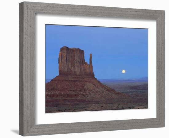 Full Moon Rising Behind Sandstone Bluffs, Arizona/Utah Border, Monument Valley Tribal Park, Navajo-Scott T. Smith-Framed Photographic Print