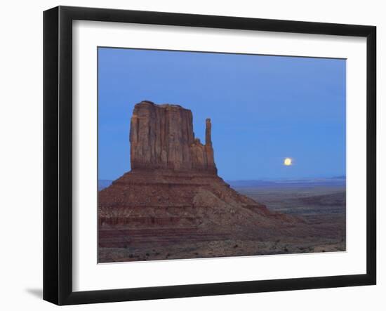 Full Moon Rising Behind Sandstone Bluffs, Arizona/Utah Border, Monument Valley Tribal Park, Navajo-Scott T. Smith-Framed Photographic Print