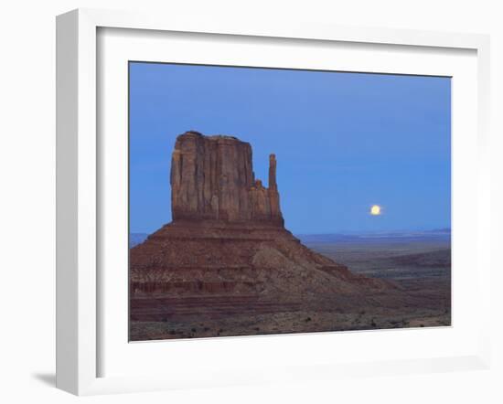 Full Moon Rising Behind Sandstone Bluffs, Arizona/Utah Border, Monument Valley Tribal Park, Navajo-Scott T. Smith-Framed Photographic Print