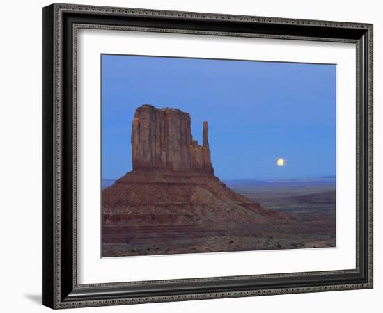 Full Moon Rising Behind Sandstone Bluffs, Arizona/Utah Border, Monument Valley Tribal Park, Navajo-Scott T. Smith-Framed Photographic Print