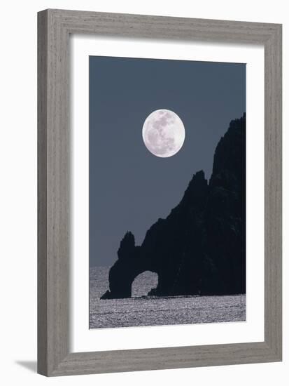 Full Moon Rising Over a Coastal Cliff-David Nunuk-Framed Photographic Print