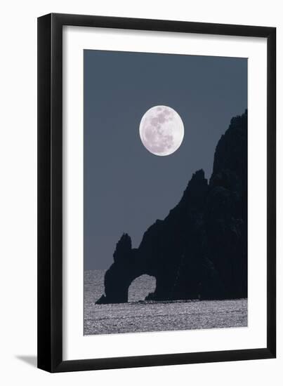 Full Moon Rising Over a Coastal Cliff-David Nunuk-Framed Photographic Print