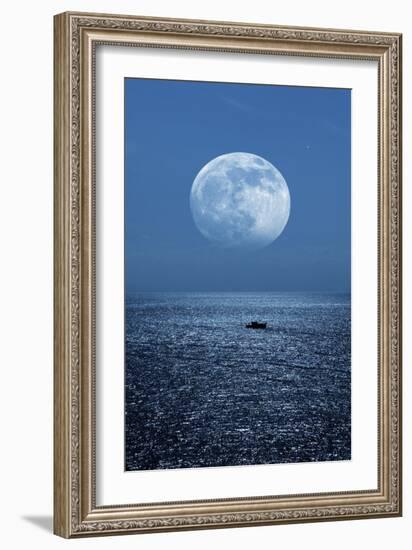 Full Moon Rising Over the Sea-Detlev Van Ravenswaay-Framed Photographic Print