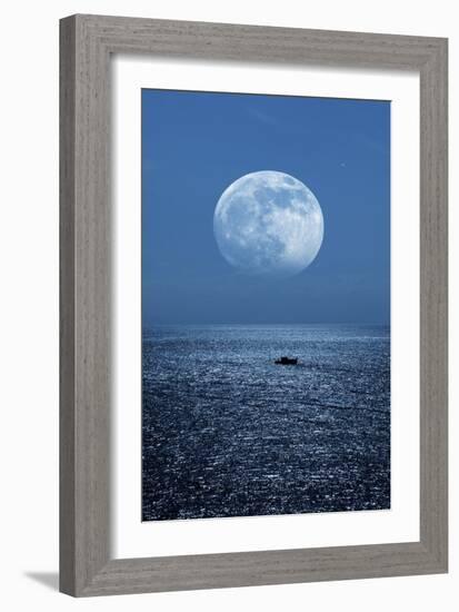 Full Moon Rising Over the Sea-Detlev Van Ravenswaay-Framed Photographic Print