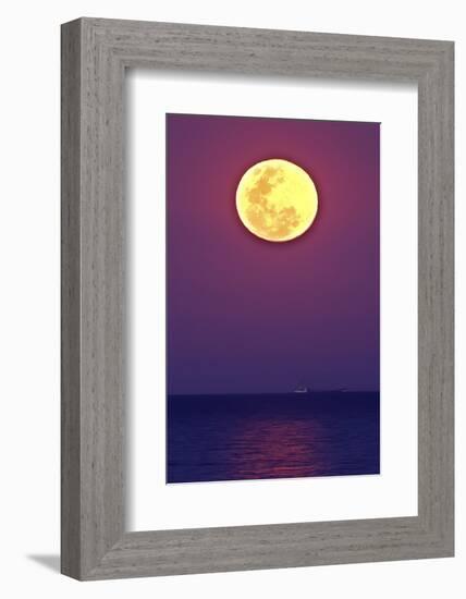 Full Moon rising over the sea-null-Framed Photographic Print