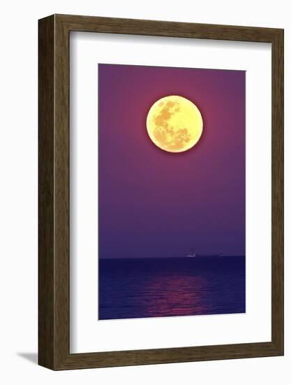 Full Moon rising over the sea-null-Framed Photographic Print