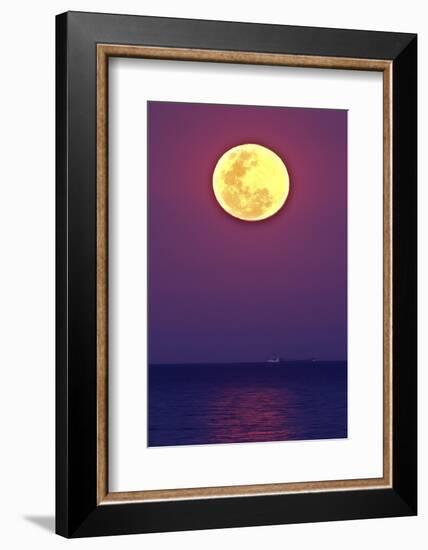 Full Moon rising over the sea-null-Framed Photographic Print