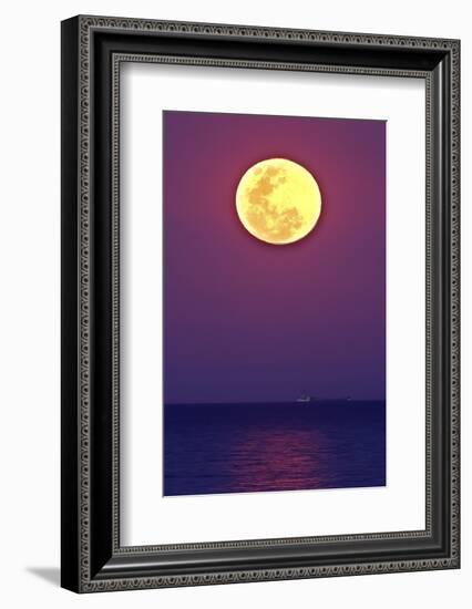 Full Moon rising over the sea-null-Framed Photographic Print