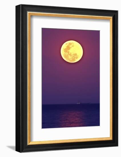 Full Moon rising over the sea-null-Framed Photographic Print