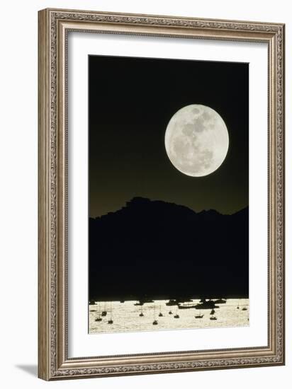 Full Moon Seen From Earth Over Mountains-David Nunuk-Framed Photographic Print