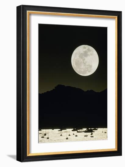 Full Moon Seen From Earth Over Mountains-David Nunuk-Framed Photographic Print