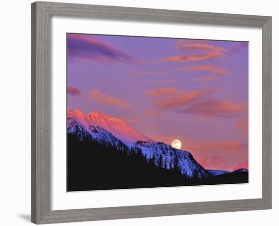 Full Moonrise over Cloudcroft Peaks, Glacier National Park, Montana, USA-Chuck Haney-Framed Photographic Print