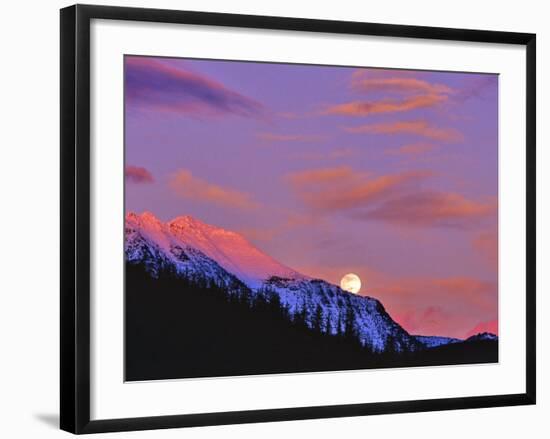 Full Moonrise over Cloudcroft Peaks, Glacier National Park, Montana, USA-Chuck Haney-Framed Photographic Print