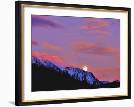 Full Moonrise over Cloudcroft Peaks, Glacier National Park, Montana, USA-Chuck Haney-Framed Photographic Print