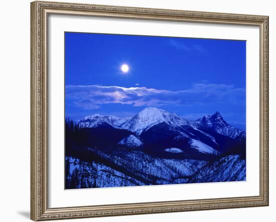 Full Moonrise over Cloudcroft Peaks, Glacier National Park, Montana, USA-Chuck Haney-Framed Photographic Print