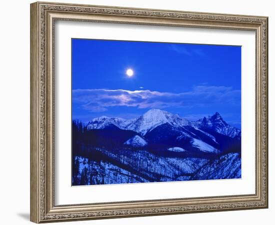 Full Moonrise over the Cloudcroft Peaks in Glacier National Park, Montana, USA-Chuck Haney-Framed Photographic Print