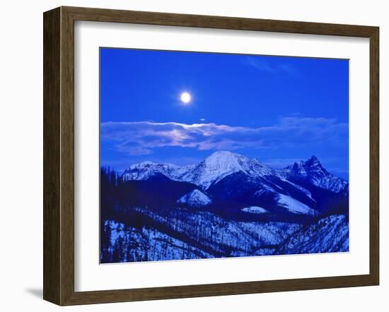 Full Moonrise over the Cloudcroft Peaks in Glacier National Park, Montana, USA-Chuck Haney-Framed Photographic Print