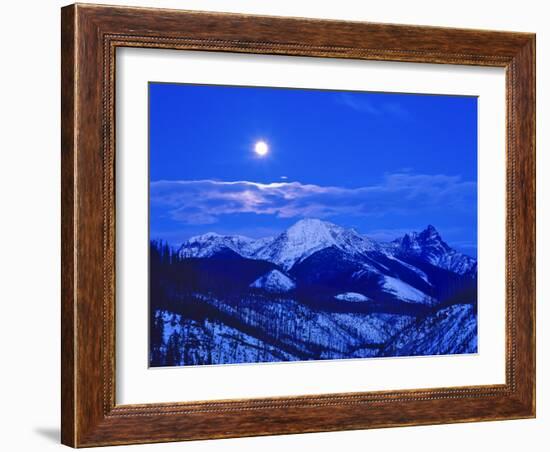 Full Moonrise over the Cloudcroft Peaks in Glacier National Park, Montana, USA-Chuck Haney-Framed Photographic Print