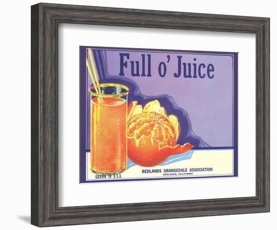 Full o' Juice Orange Crate Label-null-Framed Art Print