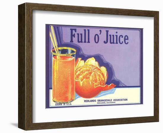 Full o' Juice Orange Crate Label-null-Framed Art Print