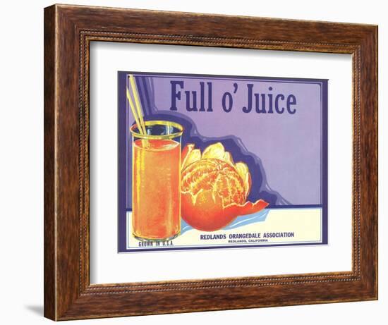 Full o' Juice Orange Crate Label-null-Framed Art Print