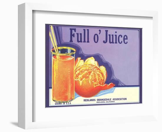 Full o' Juice Orange Crate Label-null-Framed Art Print