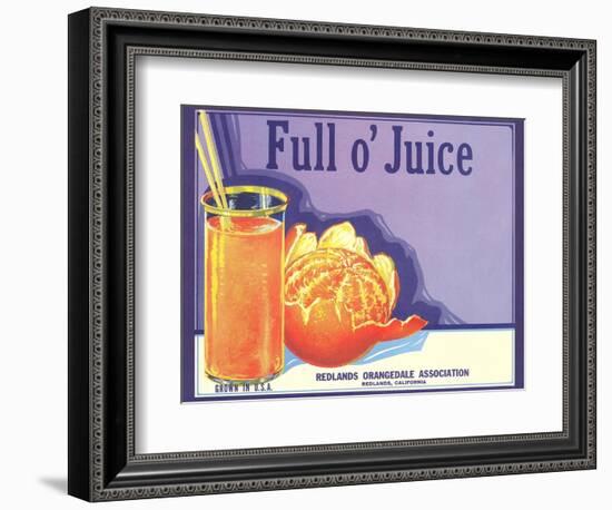 Full o' Juice Orange Crate Label-null-Framed Art Print