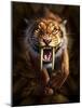 Full on View of a Saber-Toothed Tiger-null-Mounted Art Print