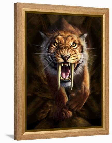 Full on View of a Saber-Toothed Tiger-null-Framed Stretched Canvas